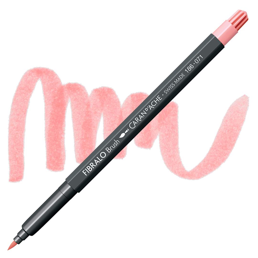 Open in modal - Caran d'Ache Fibralo Brush Marker - Salmon Pink marker and swatch