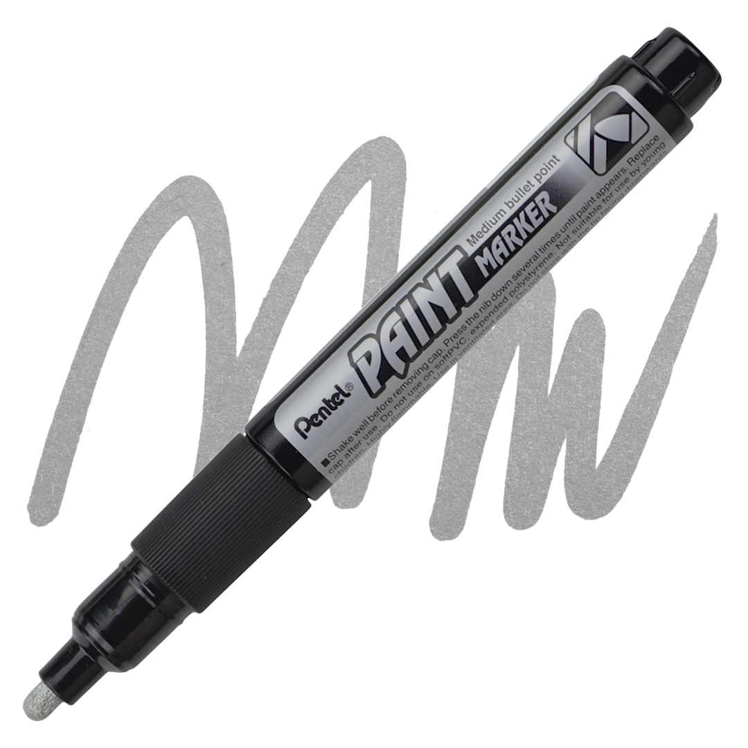 Open in modal - Pentel Paint Marker - Silver marker and swatch