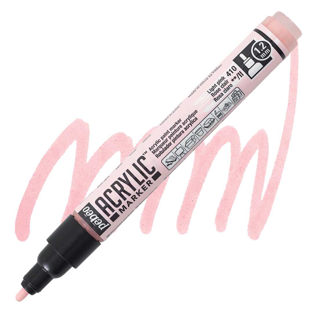 Open in modal - Pebeo Acrylic Marker - Light Pin, 1.2 mm, Bullet Nib marker and swatch