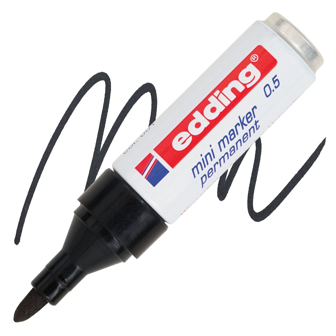 Open in modal - Edding Mini Permanent Marker - Single, Black, Bullet Nib and swatch