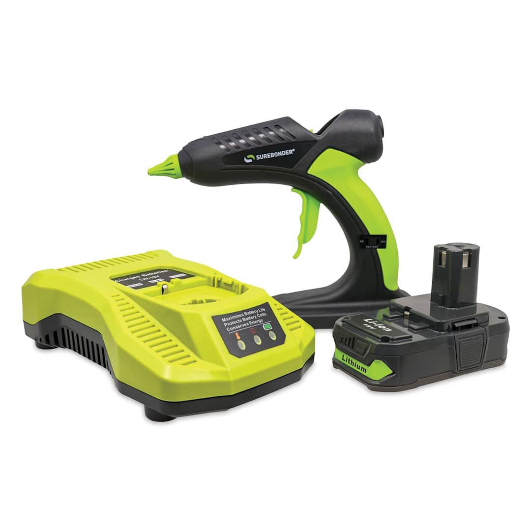 Open in modal - Surebonder Professional Battery Powered High Temp Glue Gun Kit, contents laid out