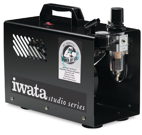 Open in modal - Power Jet Lite Studio Compressor - Angled view showing air regulator 