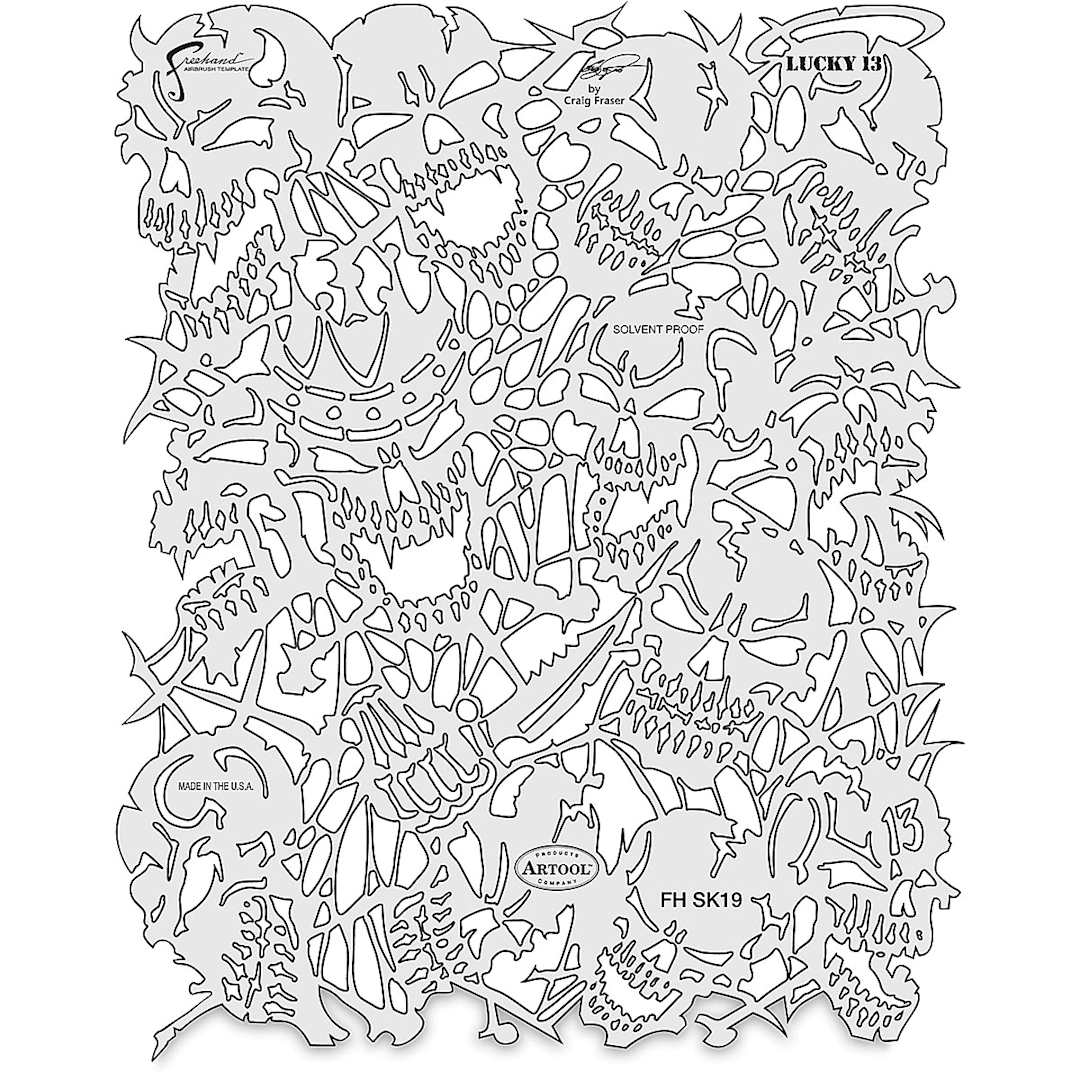 Open in modal - Iwata Artool Freehand Template - Set of 4, Return of Skull Master - fierce skulls template
