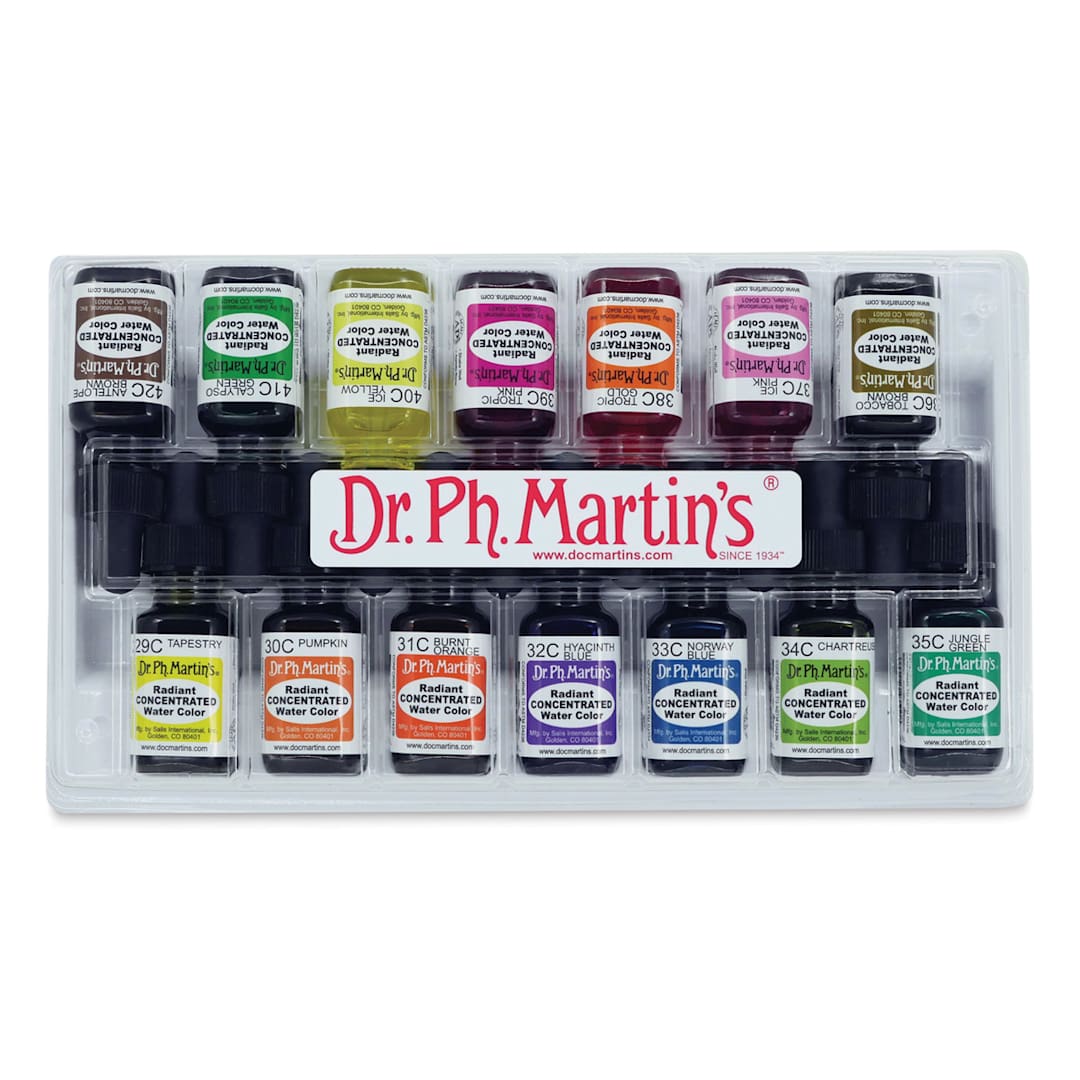 Open in modal - Dr. Ph. Martin's Radiant Concentrated Watercolor Set - 1/2 oz, Set of 14, Assorted, Set C