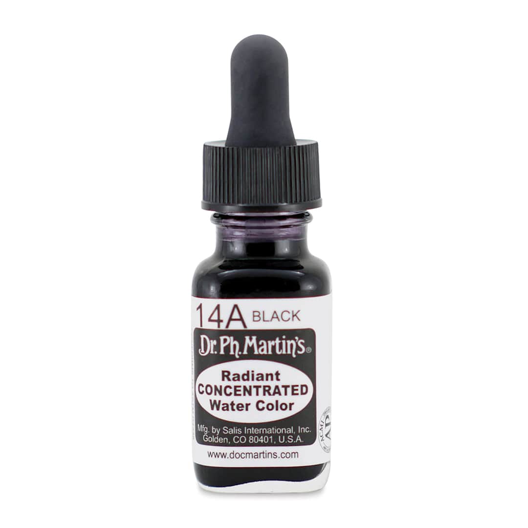 Open in modal - Dr. Ph. Martin's Radiant Concentrated Individual Watercolor - 1/2 oz, Black - front