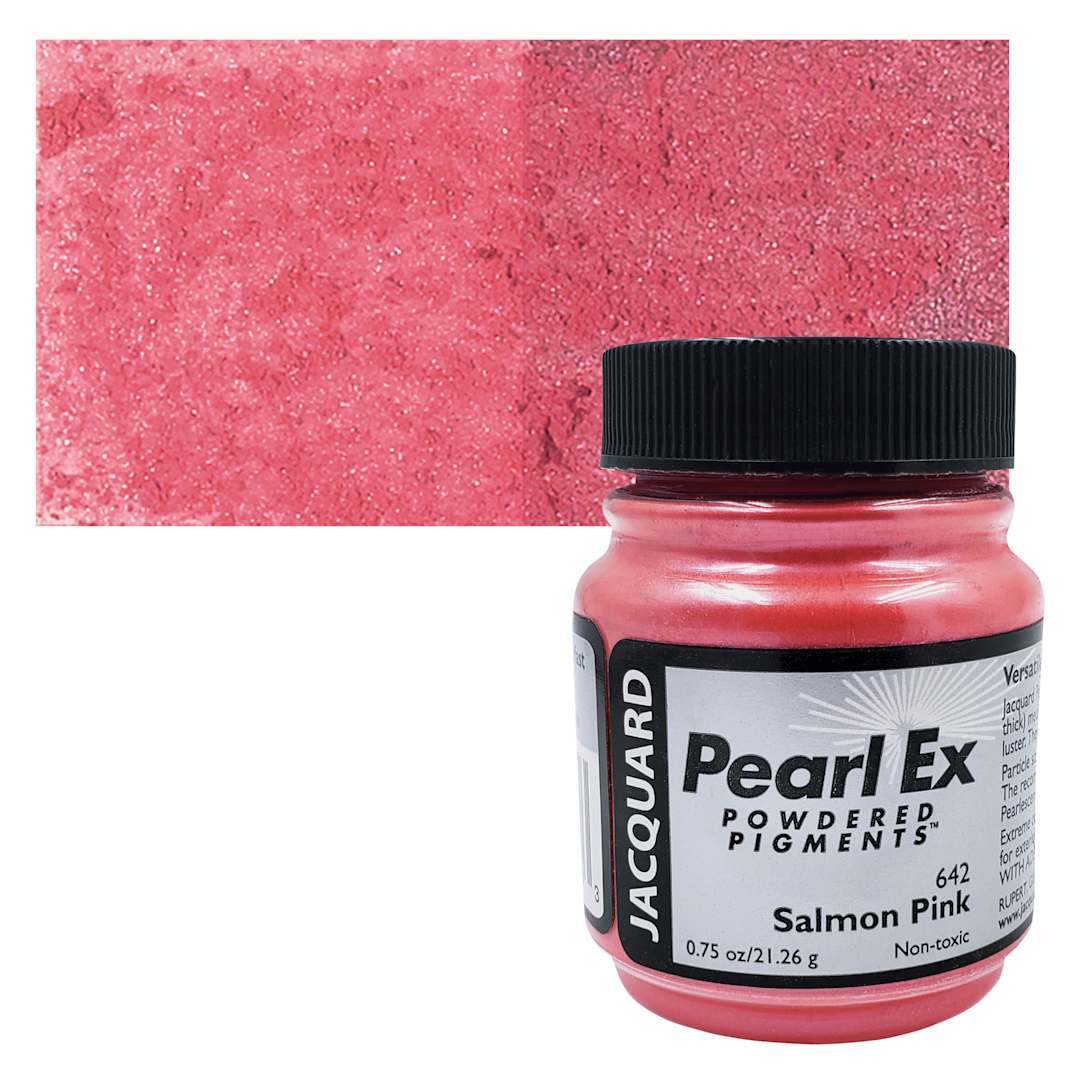 Open in modal - Jacquard Pearl-Ex Pigment - 0.75 oz, Salmon Pink jar and swatch