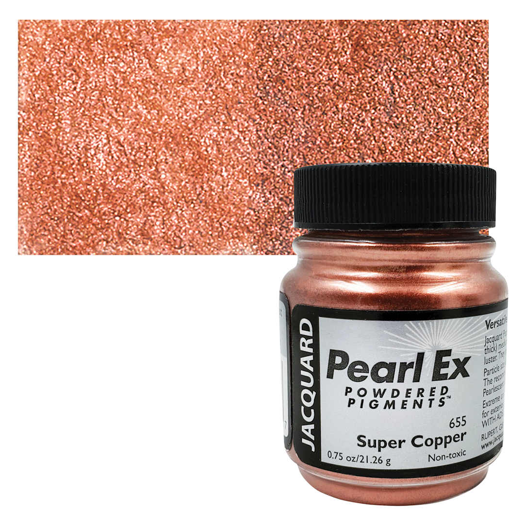 Open in modal - Jacquard Pearl-Ex Pigment - 0.75 oz, Super Copper jar and swatch