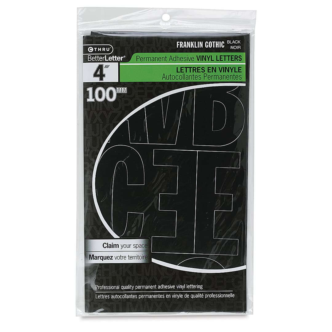 Open in modal - Westcott BetterLetter Self-Adhesive Vinyl Letters – 4” Permanent Letters, Franklin Gothic, Black