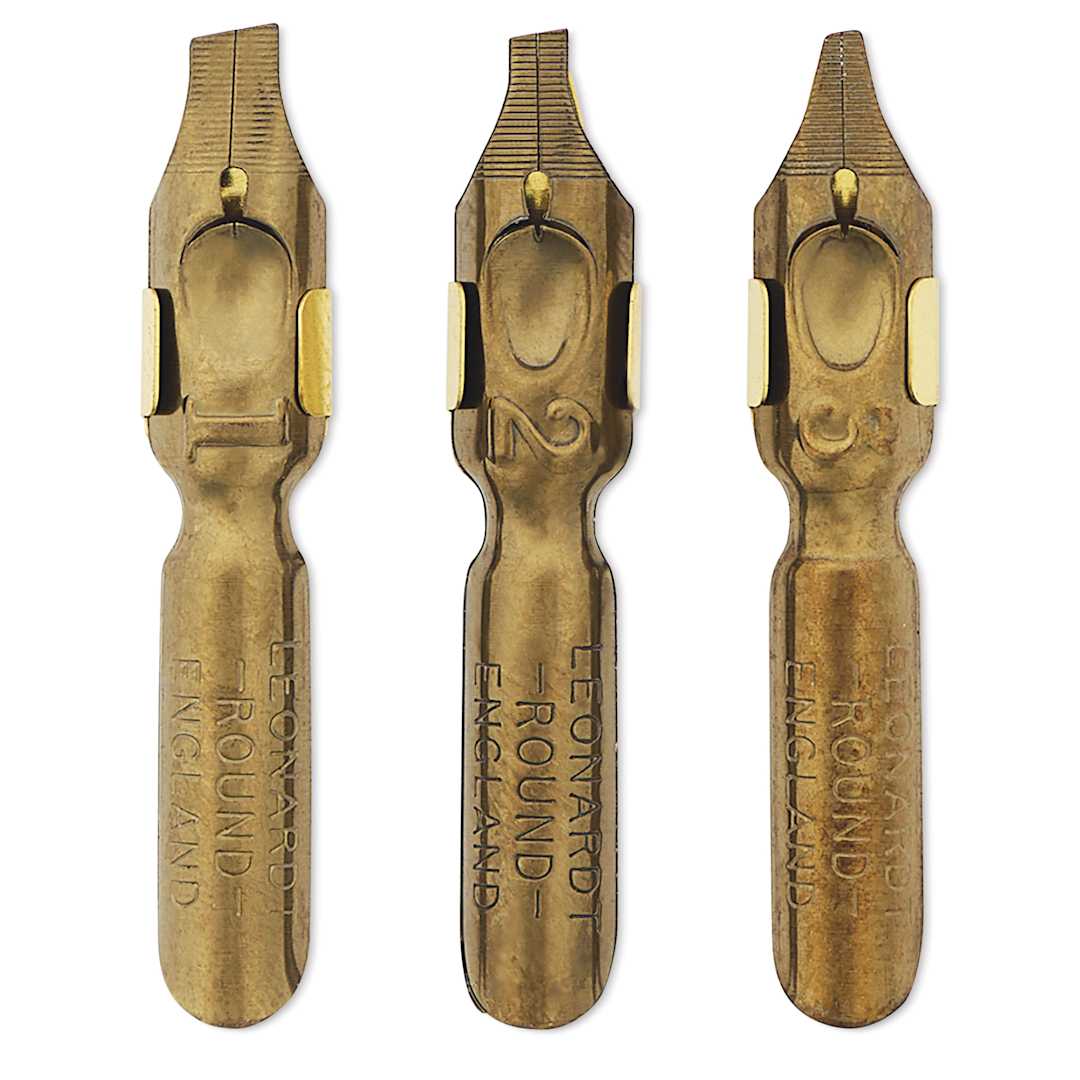 Open in modal - Manuscript Leonardt Dip Pen Nibs - Round Hand Left Oblique, Set of 3