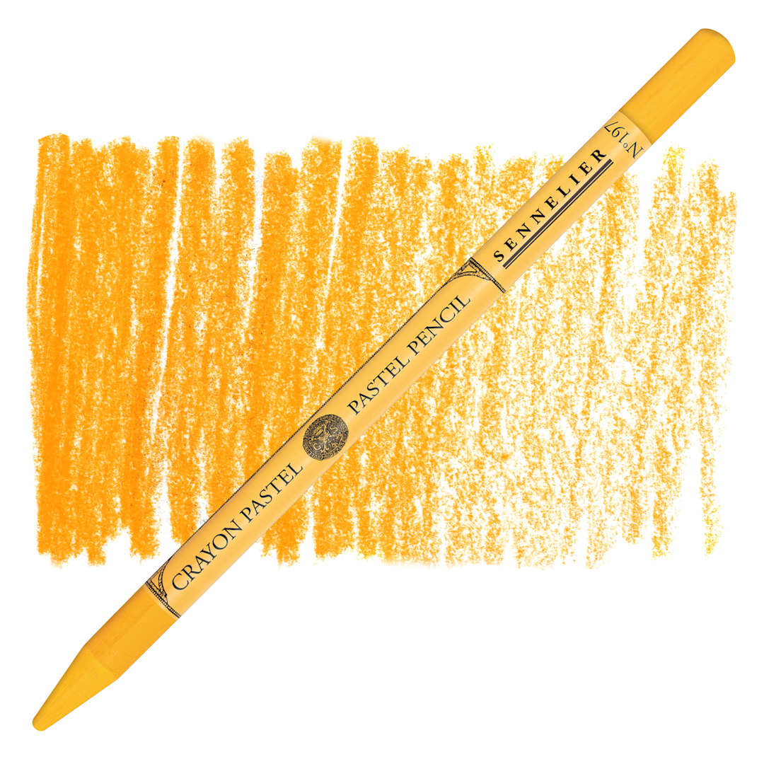 Open in modal - Sennelier Woodless Pastel Pencil - Cadmium Yellow Orange Hue, pencil and swatch