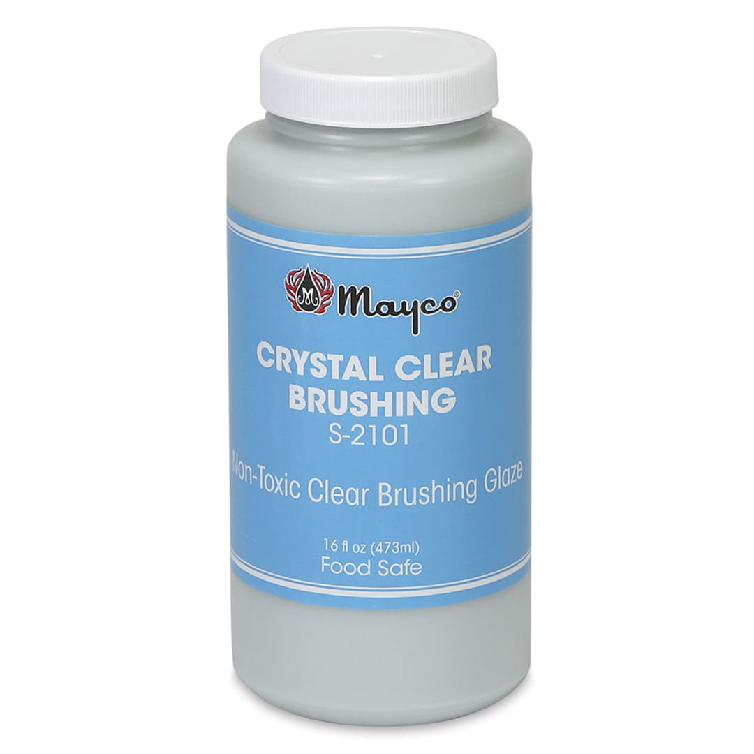 Open in modal - Mayco Crystal Clear Brushing Glaze - Front view of 16 oz bottle