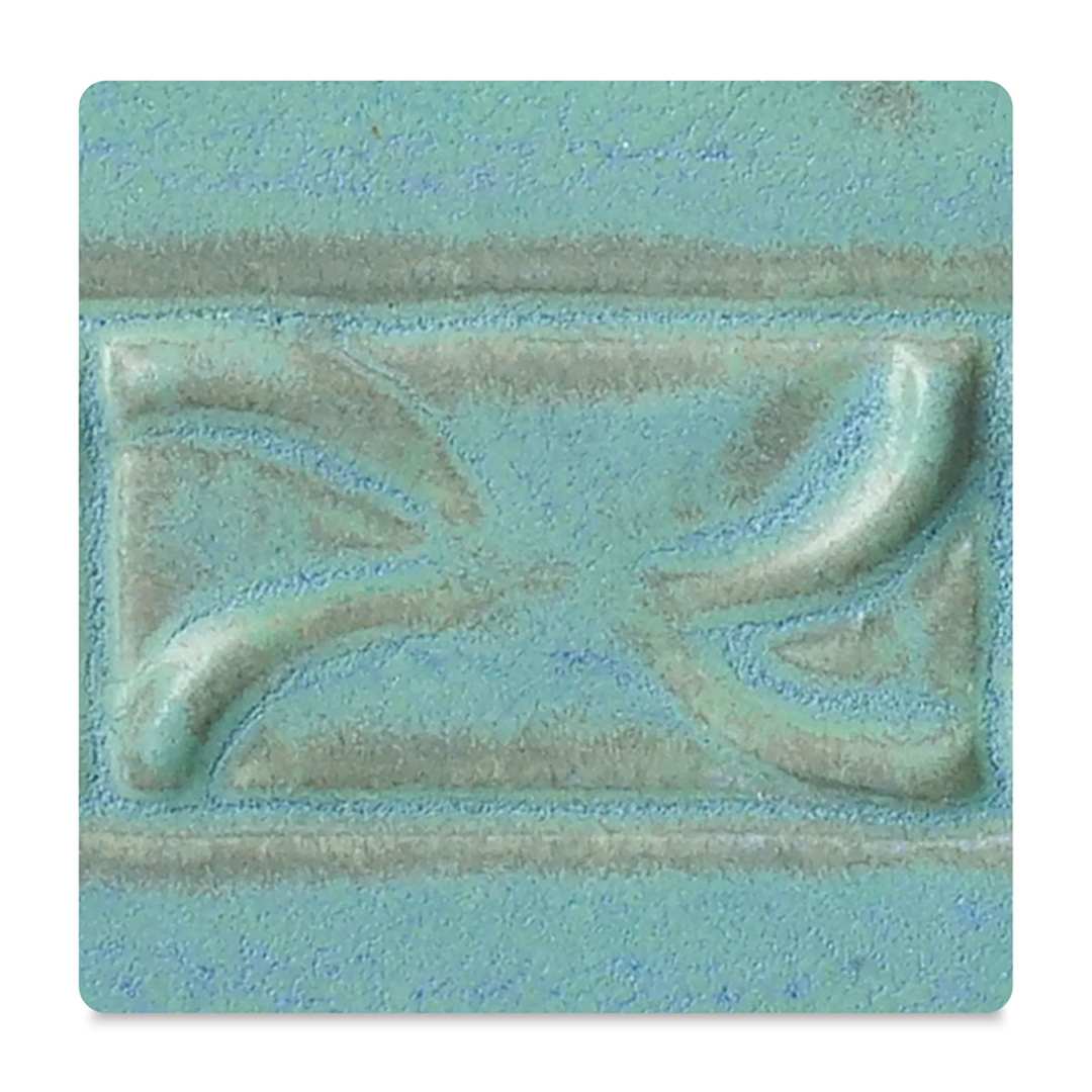 Open in modal - Amaco Potter's Choice Glazes - Blue Stone, PC-22. Color sample in light blue and natural outlines.