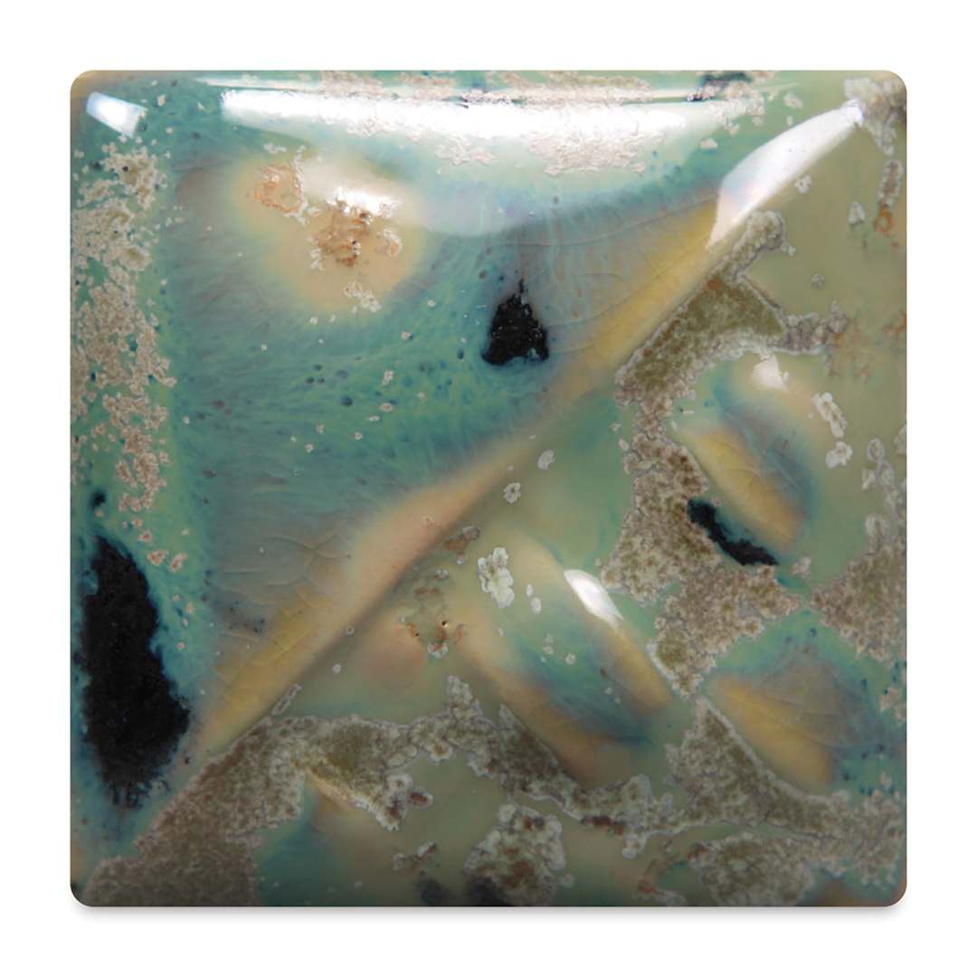 Open in modal - Mayco Stoneware Crystal Glaze - Aurora Green fired at cone 6 oxidation