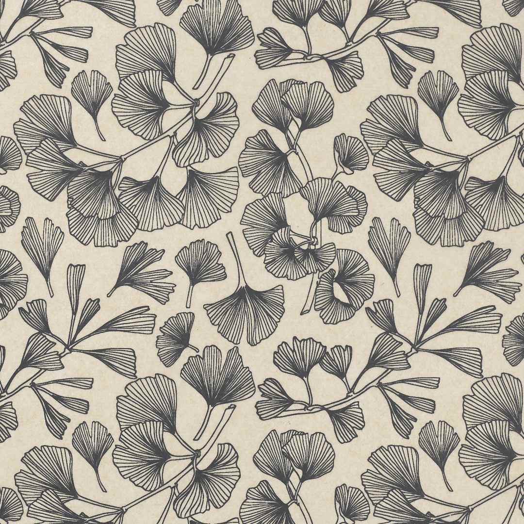 Open in modal - Elan Transfers Underglaze Transfer Sheet - Ginkgo Leaves, Black - close-up
