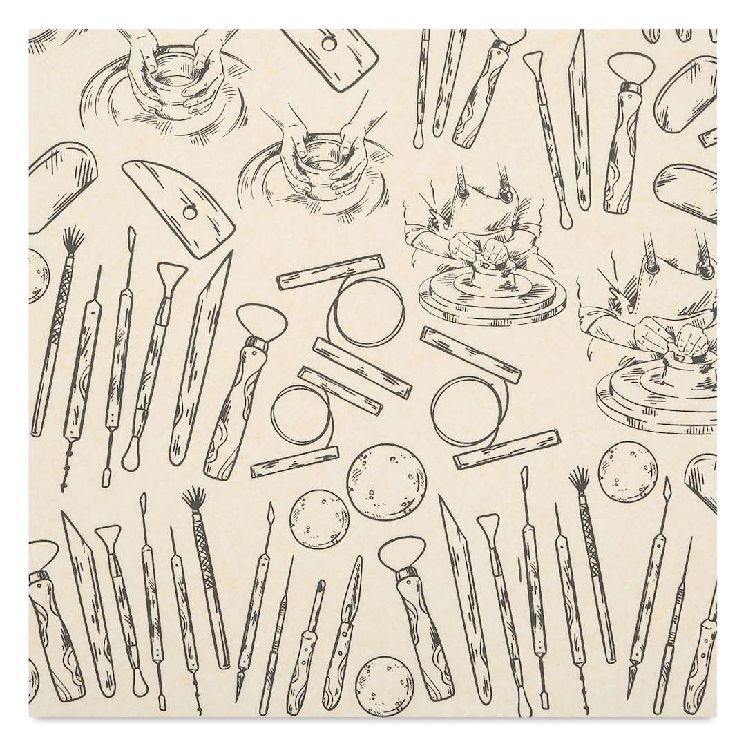 Open in modal - Elan Transfers Underglaze Transfer Sheet - Tools of The Trade, Black close up