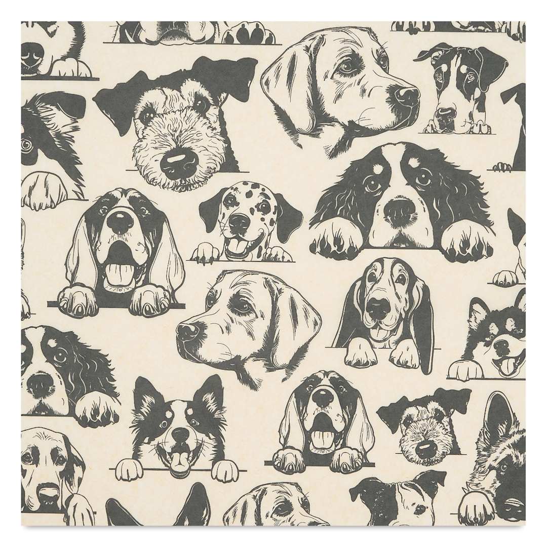Open in modal - Elan Transfers Underglaze Transfer Sheet - Zany Dogs Large, Black close up