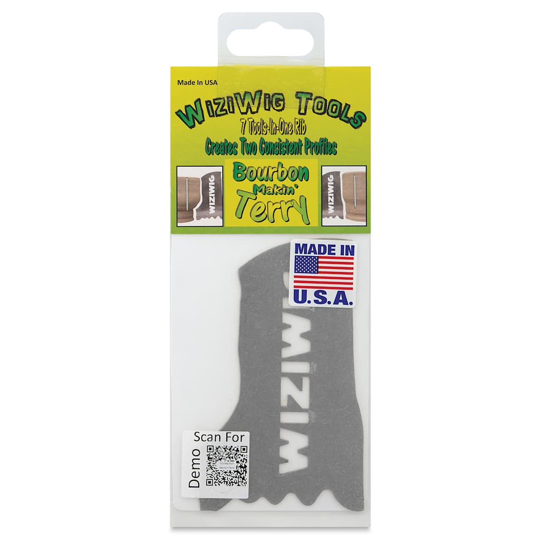 Open in modal - WiziWig Tools Bourbon Makin’ Terry Metal Potter’s Rib, front of packaging