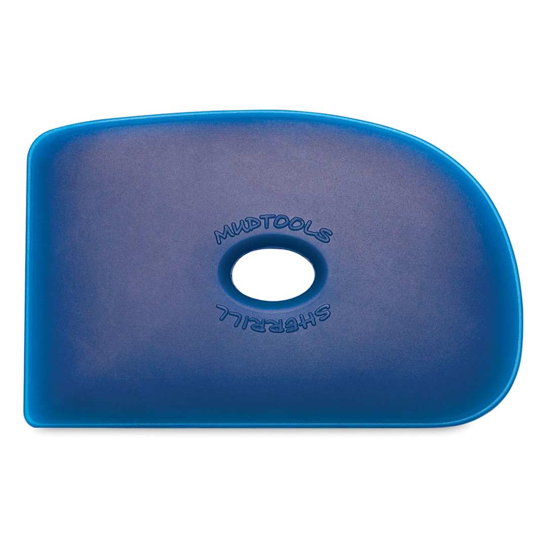 Open in modal - Mudtools Polymer Ribs - Side view of Blue Firm Texture rib in Shape 2