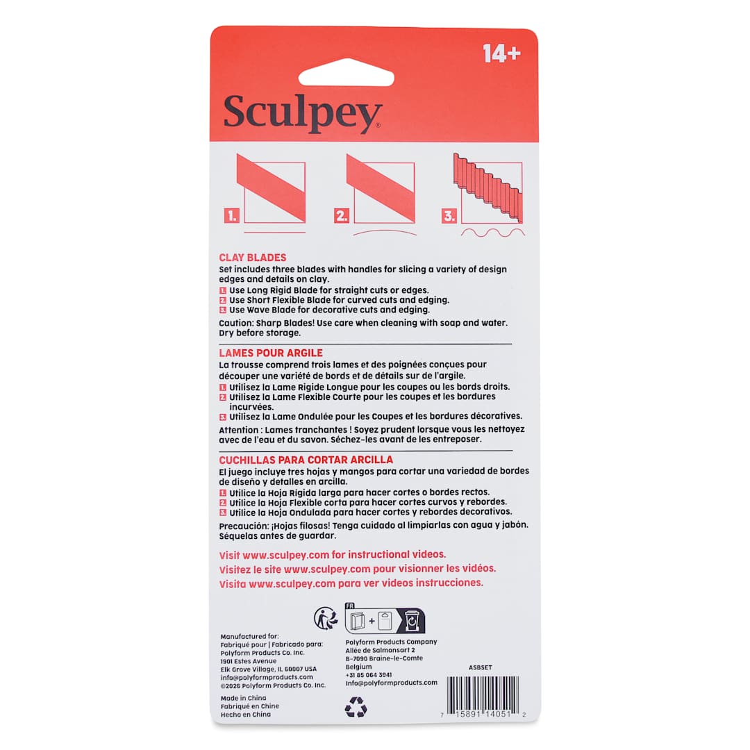 Open in modal - Sculpey Tools Clay Blades back of packaging
