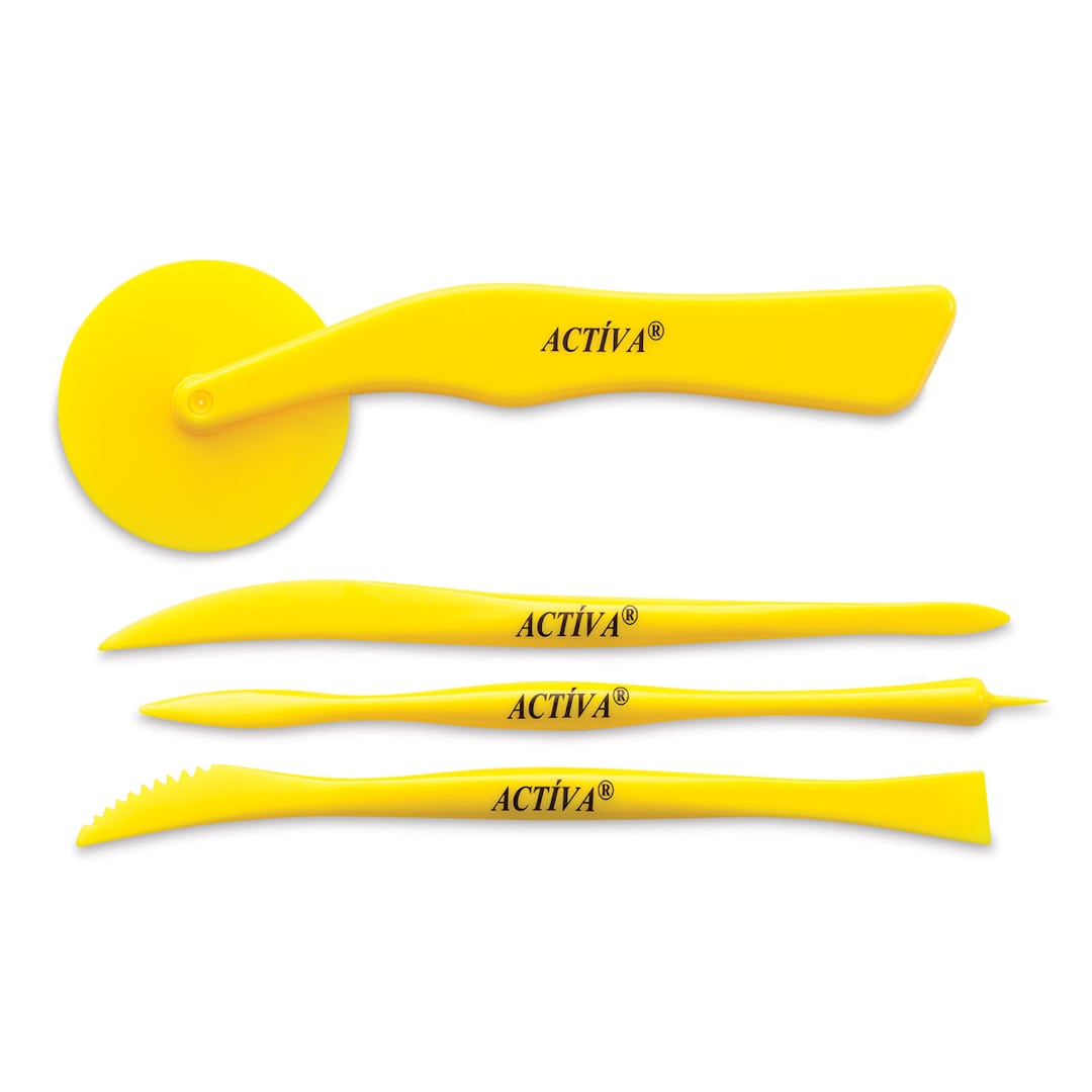 Open in modal - Activa Activ-Tools ClayTools - Side view of four yellow Tools