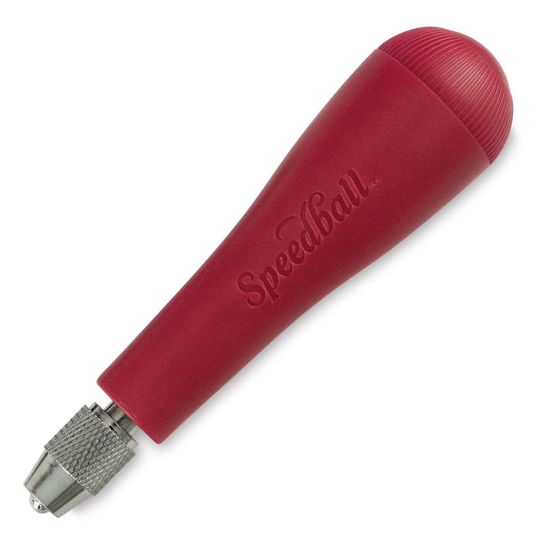Open in modal - Speedball Linoleum Cutters - Angled Red Cutter handle showing adjustable chuck