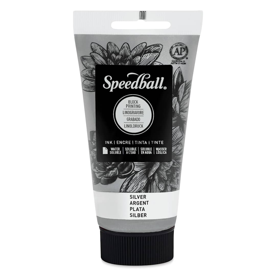 Open in modal - Speedball Water-Soluble Block Printing Ink - Silver (Metallic), 2.5 oz