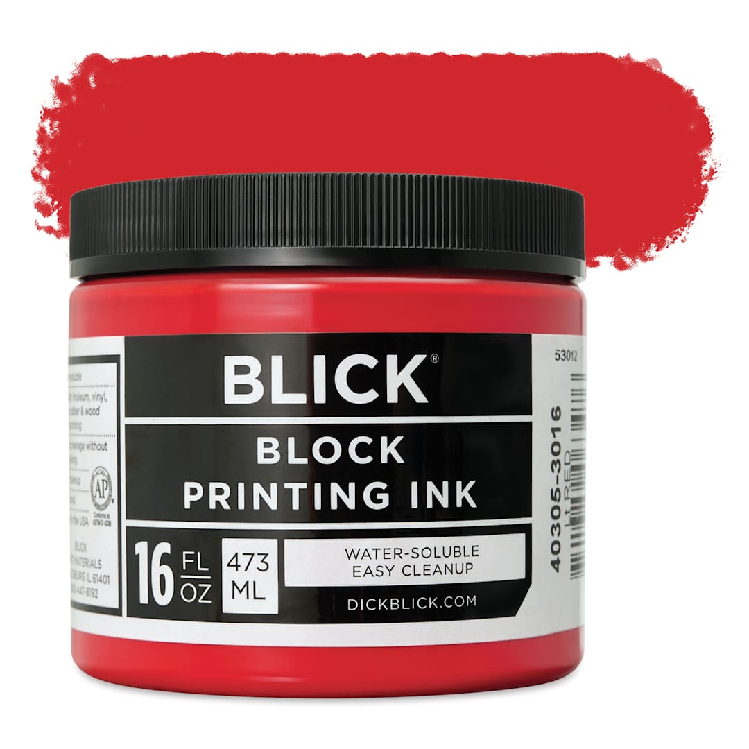 Open in modal - Blick Water-Soluble Block Printing Ink - Light Red, 16 oz Jar