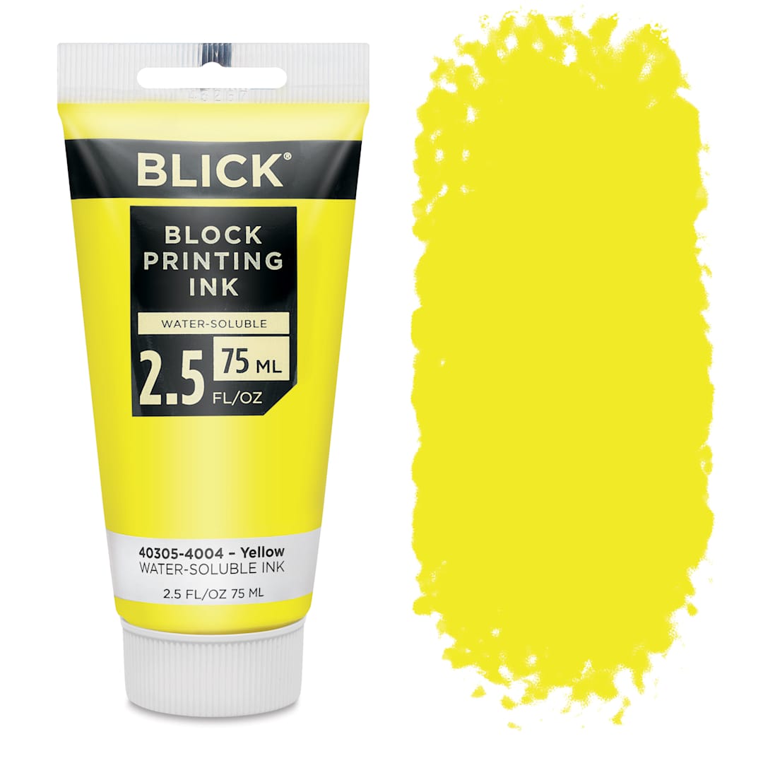 Open in modal - Blick Water-Soluble Block Printing Ink - Yellow, 2.5 oz Tube