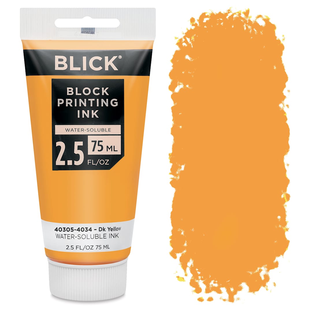 Open in modal - Blick Water-Soluble Block Printing Ink - Dark Yellow, 2.5 oz Tube