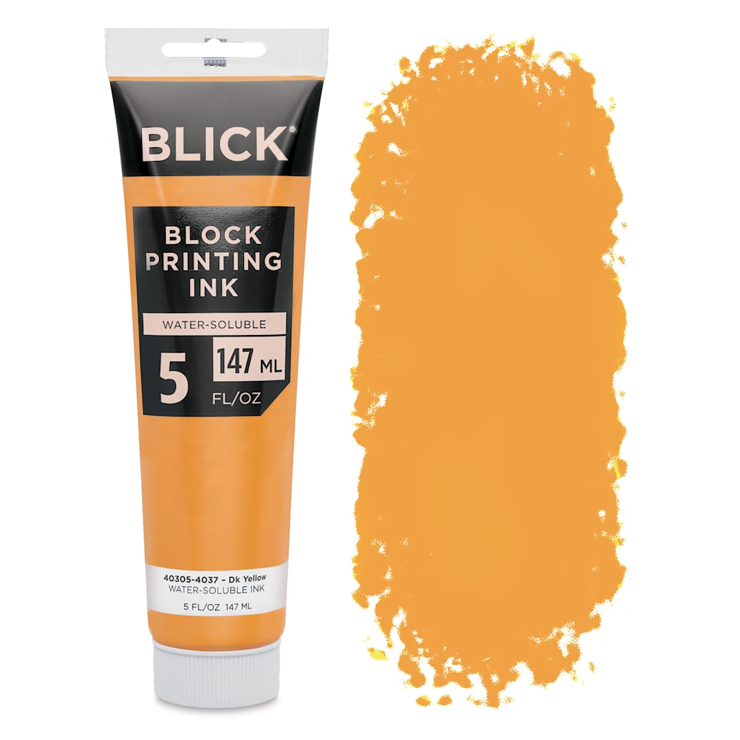 Open in modal - Blick Water-Soluble Block Printing Ink - Dark Yellow, 5 oz Tube