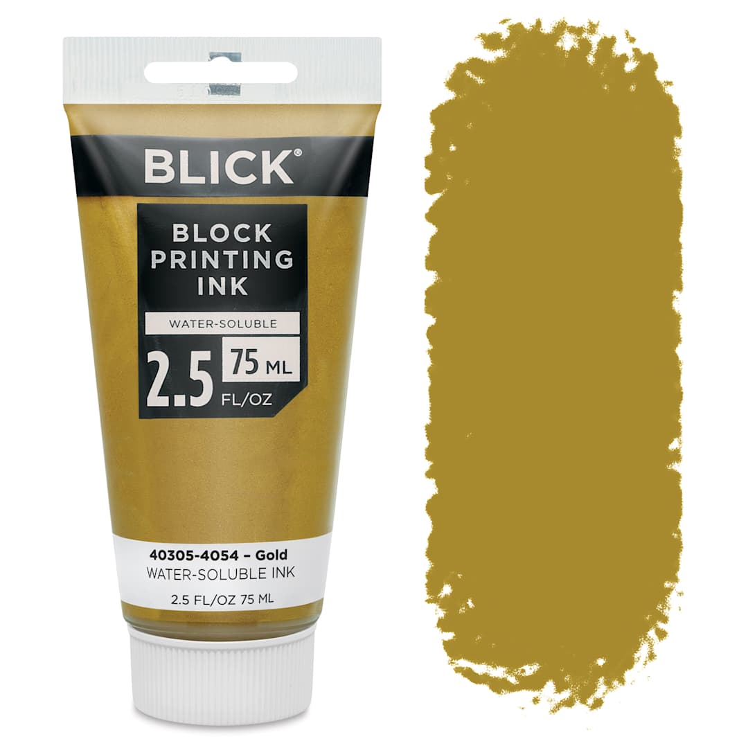Open in modal - Blick Water-Soluble Block Printing Ink - Gold, 2.5 oz Tube