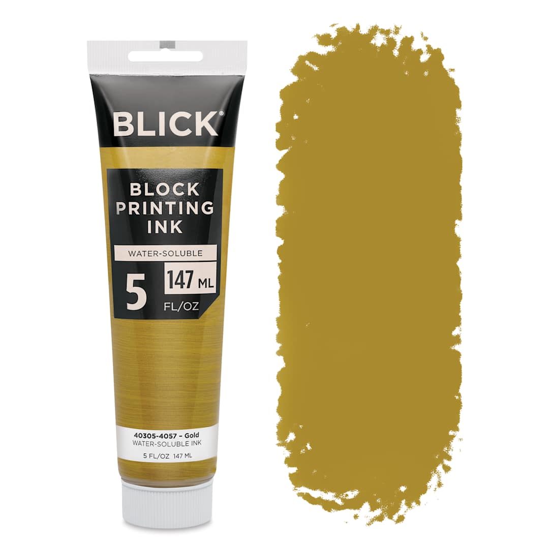Open in modal - Blick Water-Soluble Block Printing Ink - Gold, 5 oz Tube