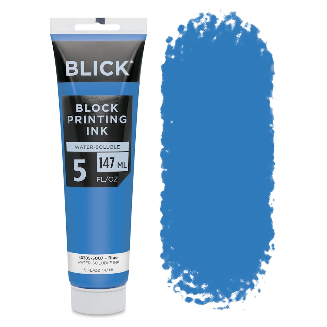 Open in modal - Blick Water-Soluble Block Printing Ink - Blue, 5 oz Tube