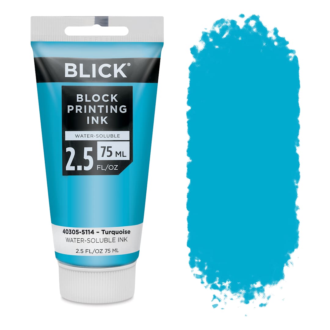 Open in modal - Blick Water-Soluble Block Printing Ink - Turquoise, 2.5 oz Tube