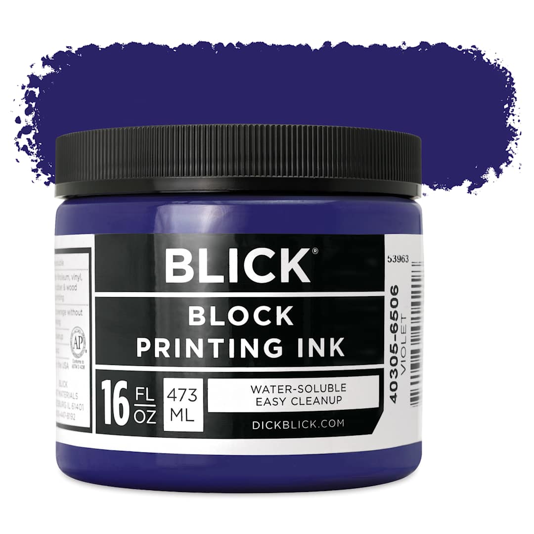 Open in modal - Blick Water-Soluble Block Printing Ink - Violet, 16 oz Jar