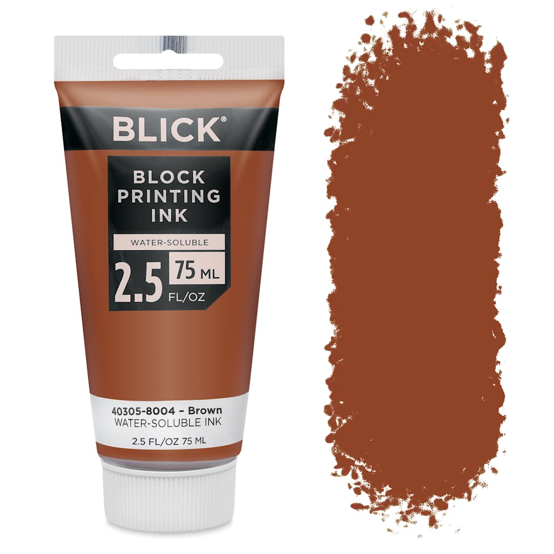 Open in modal - Blick Water-Soluble Block Printing Ink - Brown, 2.5 oz Tube