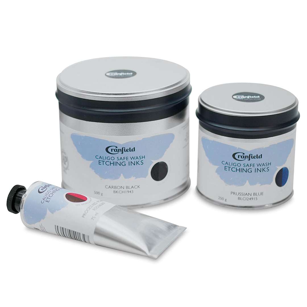 Open in modal - Cranfield Caligo Safe Wash Etching Inks - Various sizes of Inks shown together