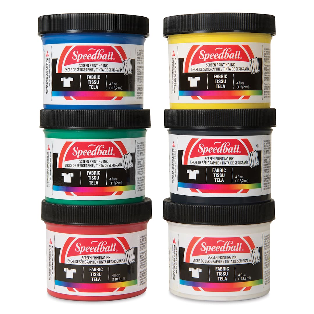 Open in modal - Speedball Fabric Screen Printing Ink - Starter Set, Set of 6, 4 oz, Jars