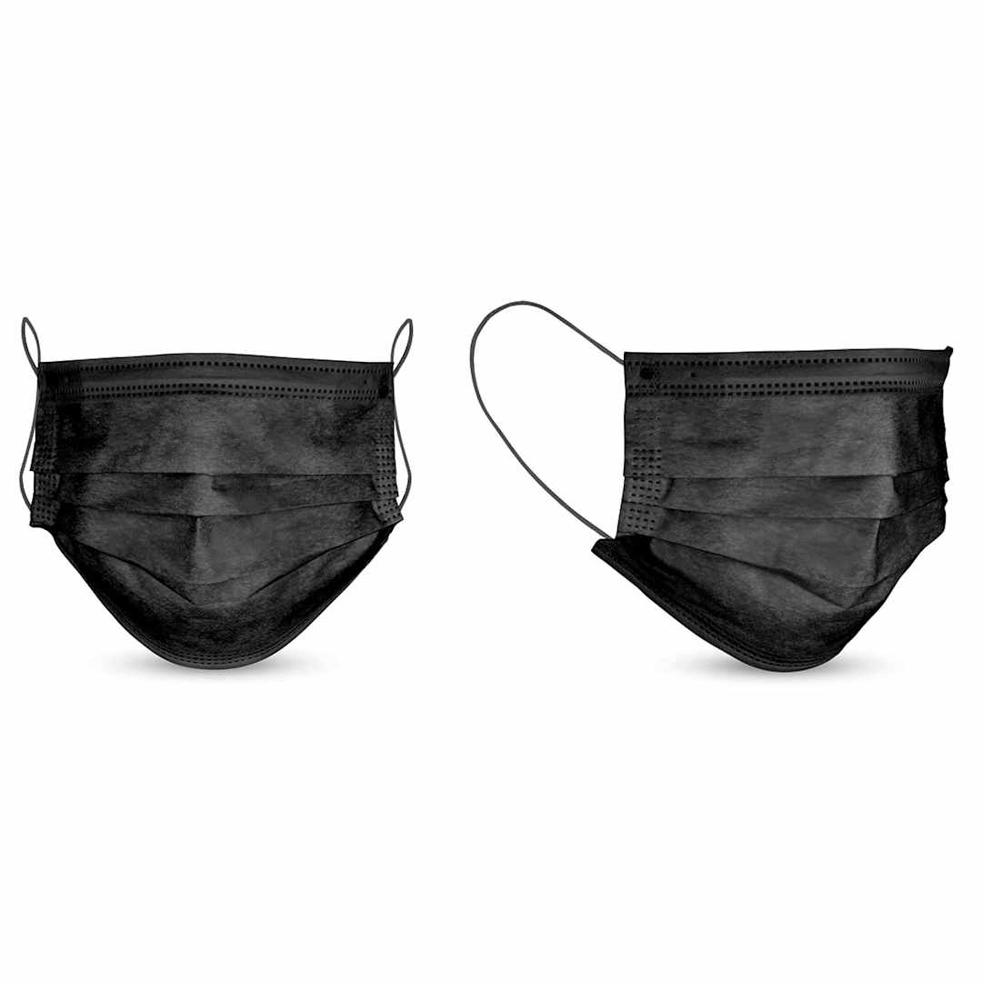 Open in modal - SAS Safety Disposable Face Mask -  Black, Package of 10 (Shown out of packaging)