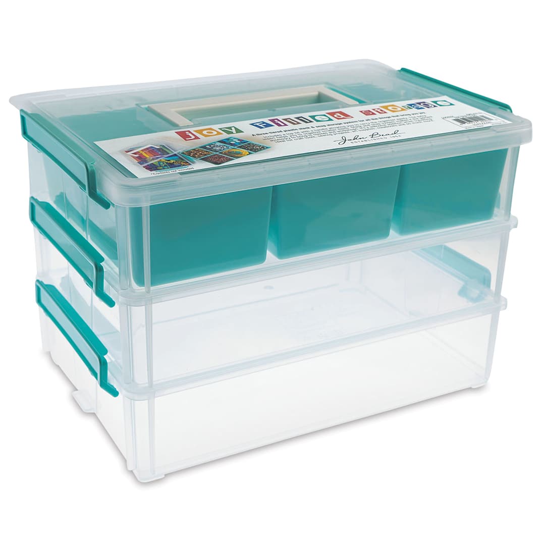 Open in modal - John Bead Stack and Snap Craft Storage Containers - 3 Layers with Insert, 2-1/2"H x 7"W x 10"L (Stacked)