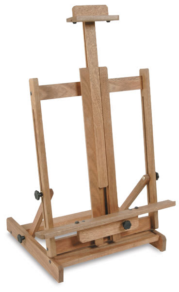 Open in modal - Richeson Tabletop Easel - Assembled easel at left angle with mast extended