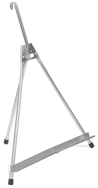 Open in modal - Aluminum Table Easel - Angled view of set up Easel with Extension Bar raised