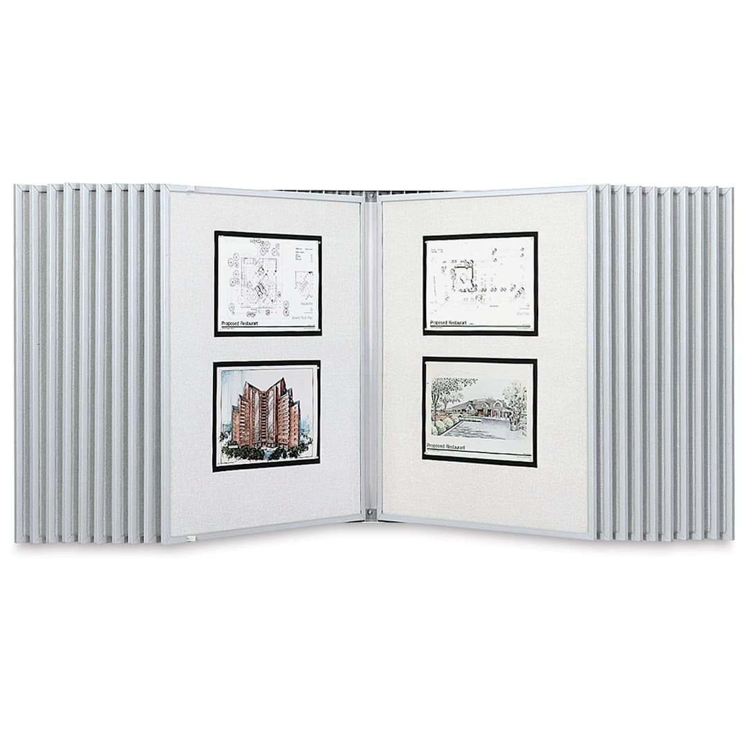 Open in modal - Multiplex Swinging Panel Display - 24" x 36", Gray, 10 Panels, Wall Unit