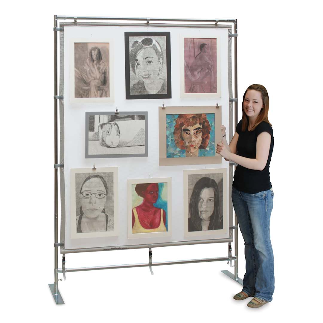 Open in modal - Flourish Freestanding Steel Frame MeshPanel Display Wall - 7 ft x 5 ft