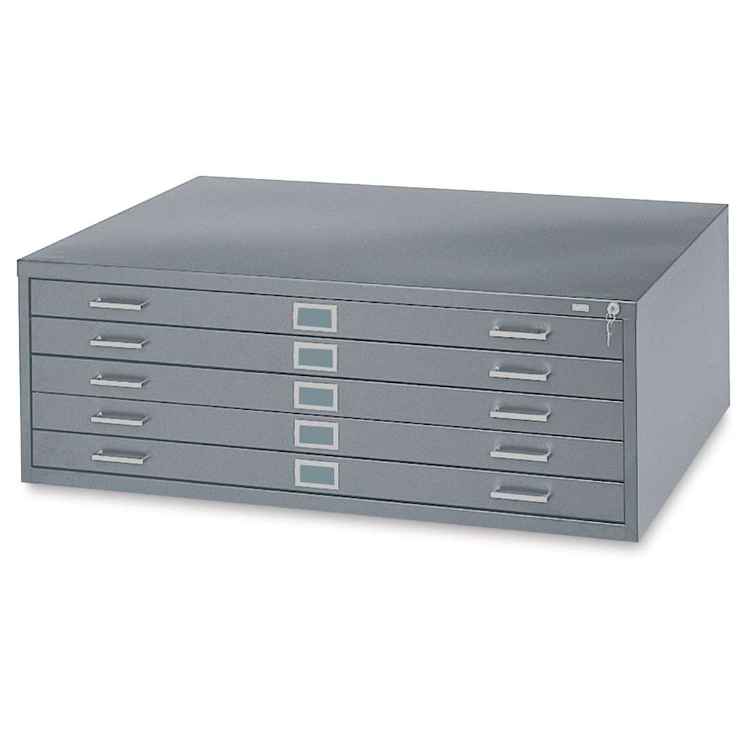 Open in modal - Safco 5-Drawer Steel File - Gray, Flat File Unit, Medium