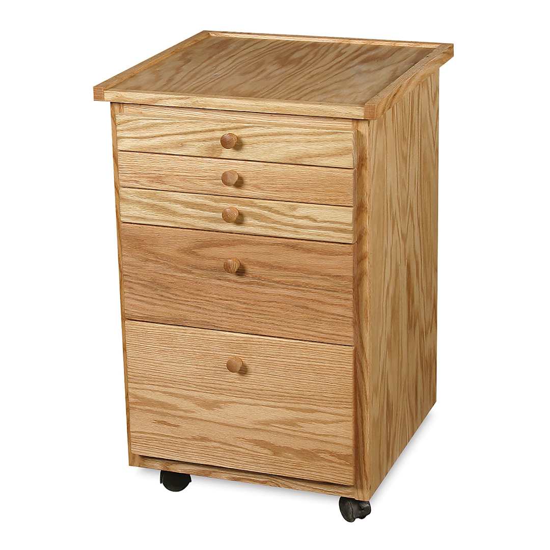 Open in modal - Best Studio 5 Drawer Taboret - Slight angled view showing 5 drawers and Oak top