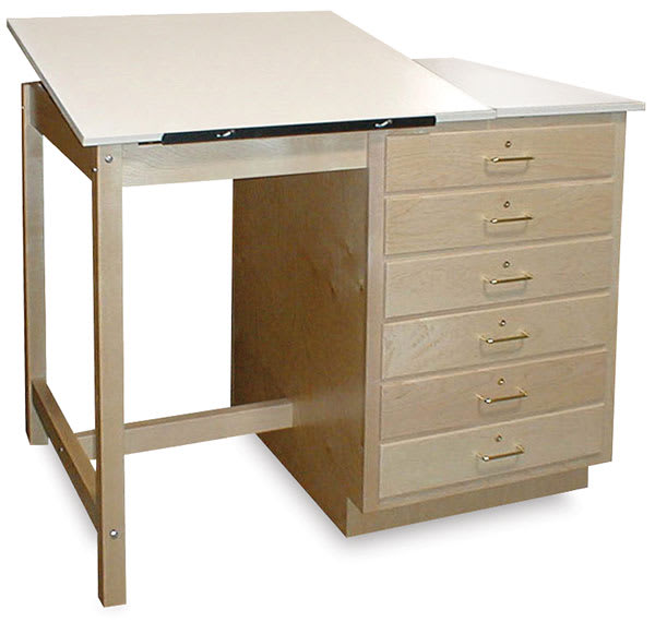 Open in modal - Hann Drafting Tables - Left angle view of 48" wide table