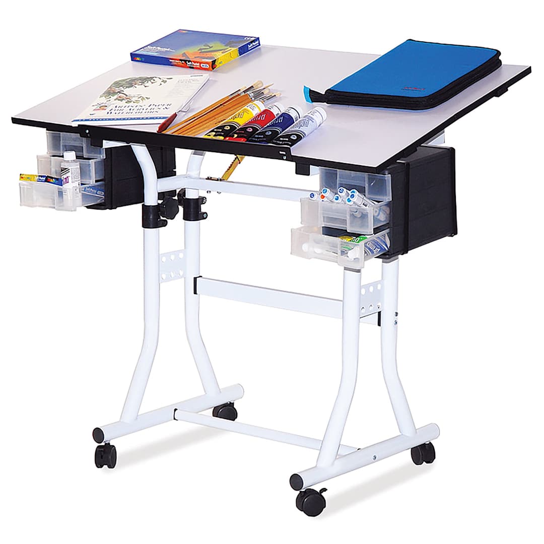 Open in modal - Creation Station Table - White with White Base (art supplies not included)