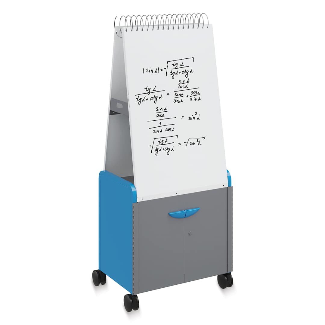 Open in modal - Smith Systems Cascade Spiral Noteboard Unit - Cerulean, Shelves, With Doors