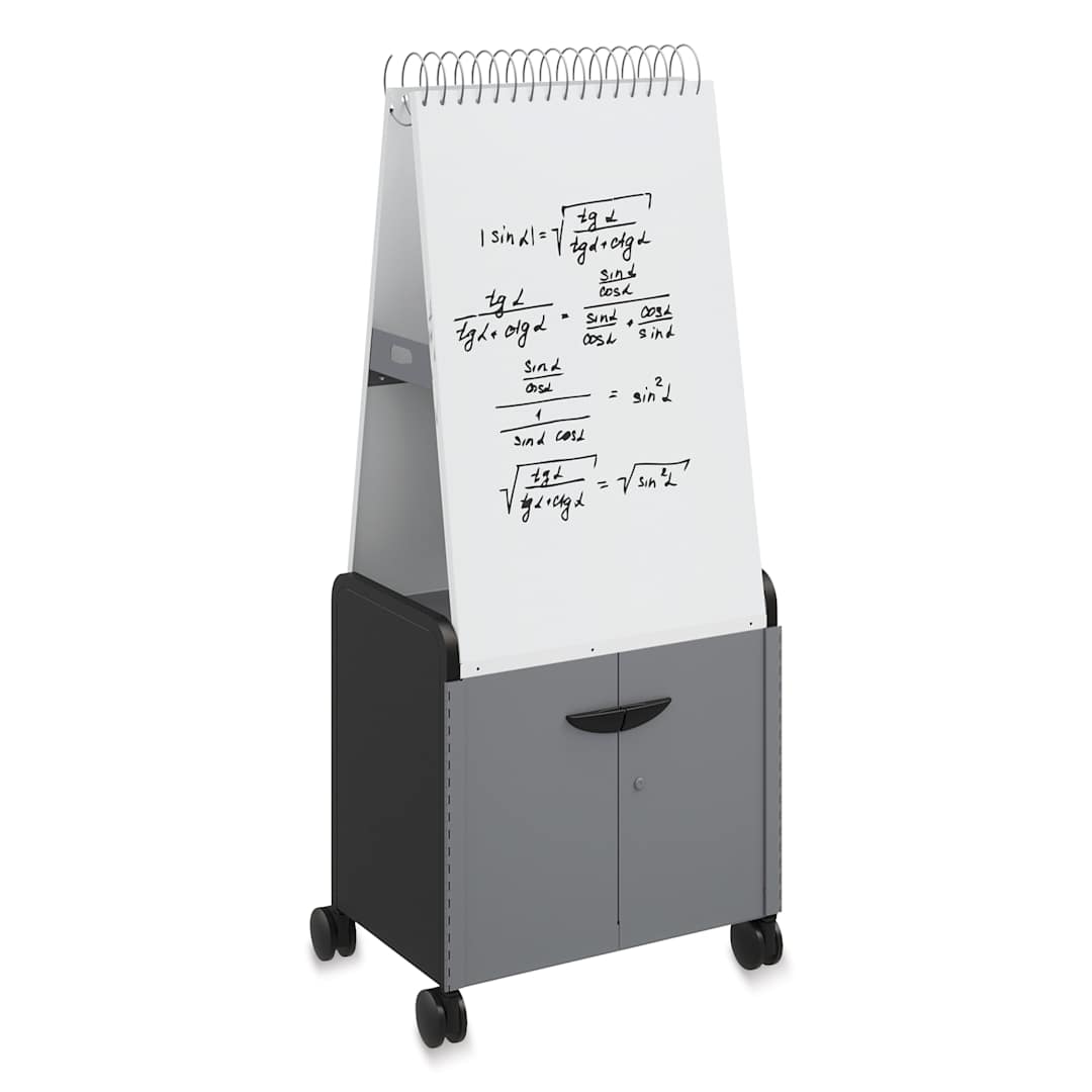 Open in modal - Smith Systems Cascade Spiral Noteboard Unit - Black, Shelves, With Doors